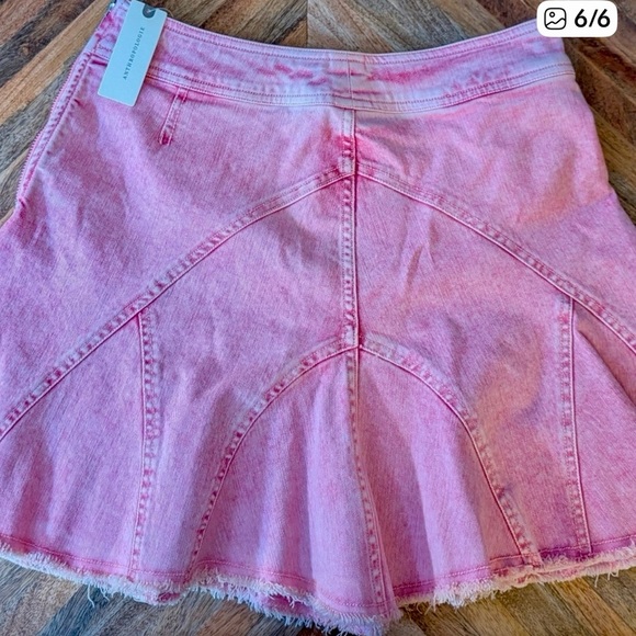 Anthropologie NWT miniskirt hot pink denim skirt ballet feminine stretchy sz 4 - Picture 2 of 4